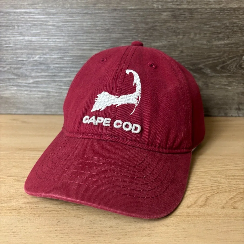 Cape Cod Hat Cap Strap Back Red White Logo Adjustable